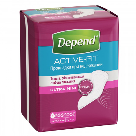Урологические прокладки | Depend Active Fit ultra mini ( Депенд Актив фит ультра мини) | 12шт.