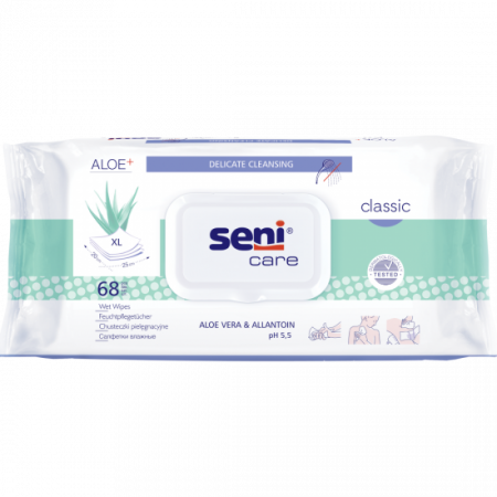 Влажные салфетки с экстрактом алоэ и аллантоином | Seni Care Classic