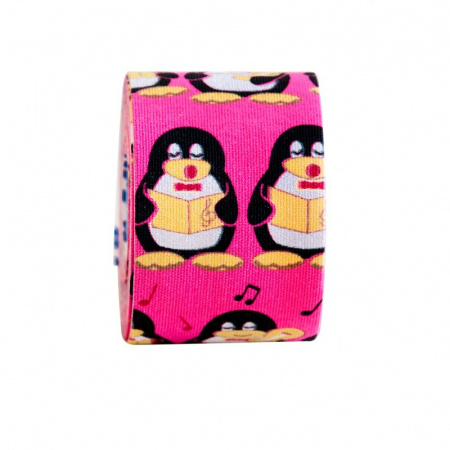 Кинезио тейп | BBTape | 5 см x 5 м (Пингвины на розовом)